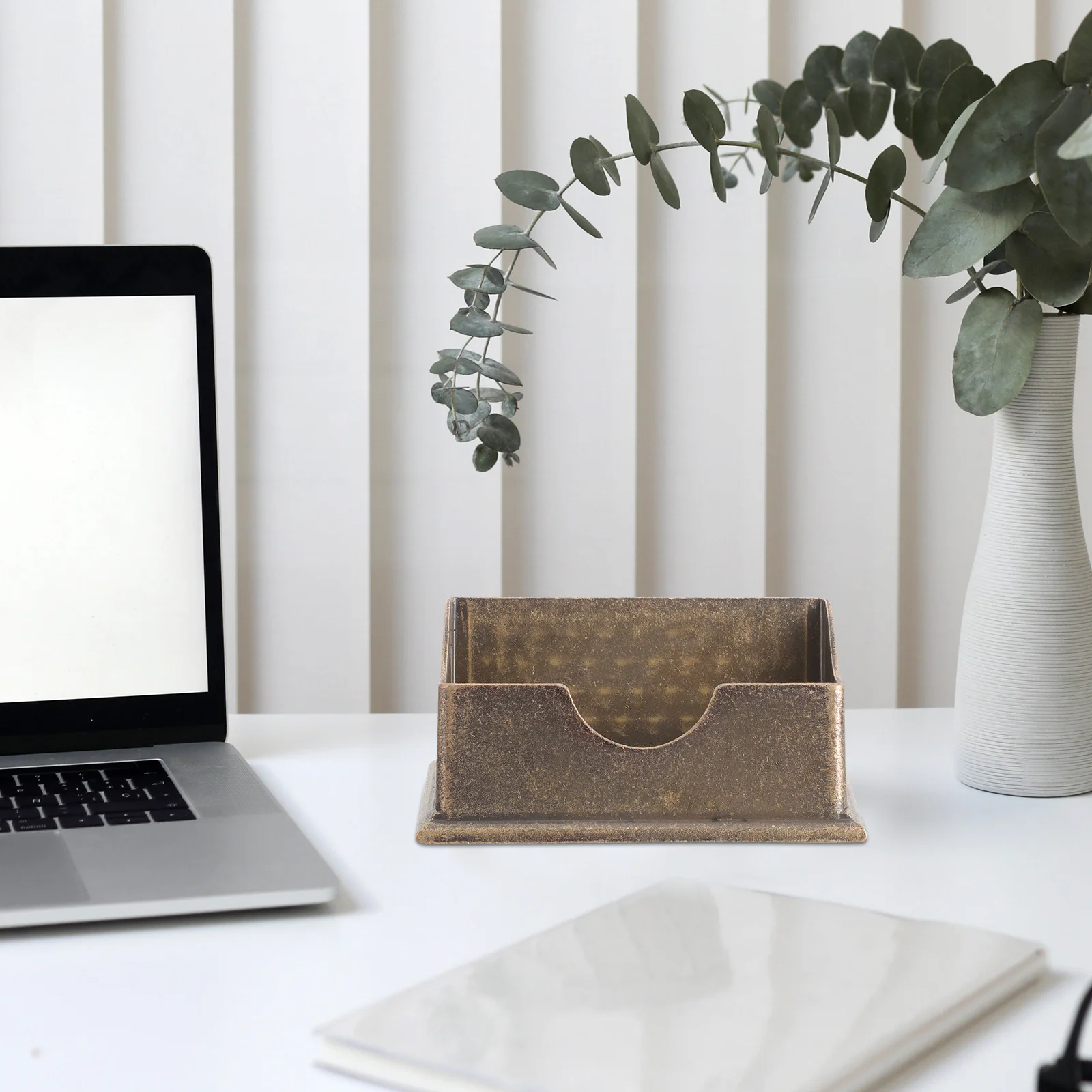 

Business Card Box Alloy Organizer Sturdy Desktop Business Card Holder Save Space Office Cards Display Stand Holder