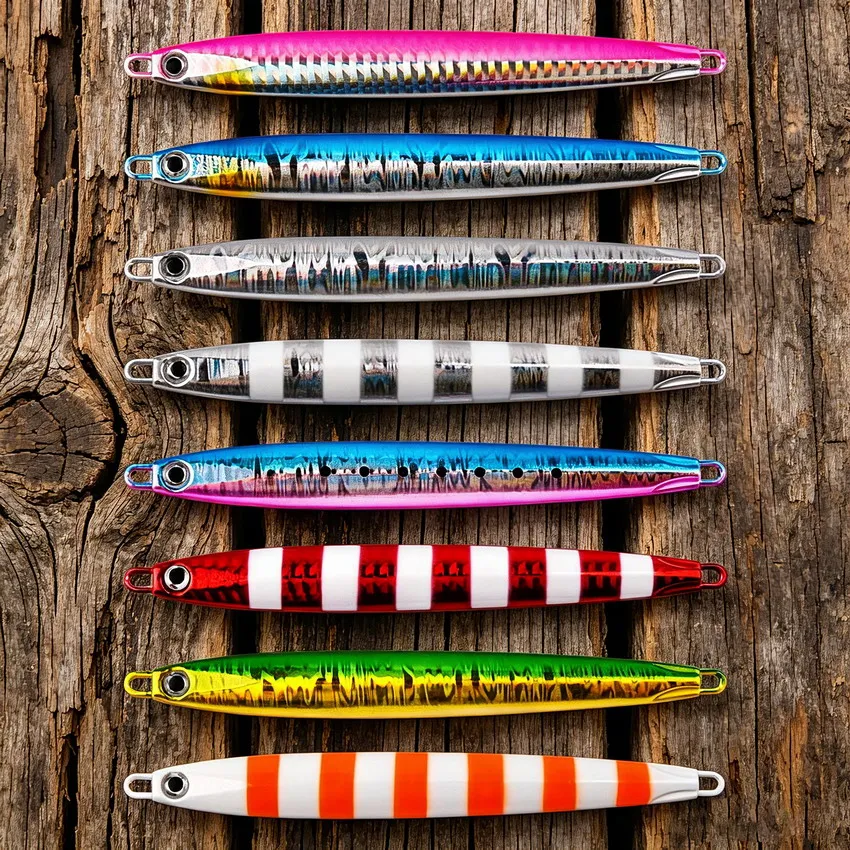 

8Pcs/lot Metal Casting Jig Lures Fast-sinking 80G Shore Drag Cast Jigging Spoon Fishing Lure Artificial Bait Tackle Lure Fishing