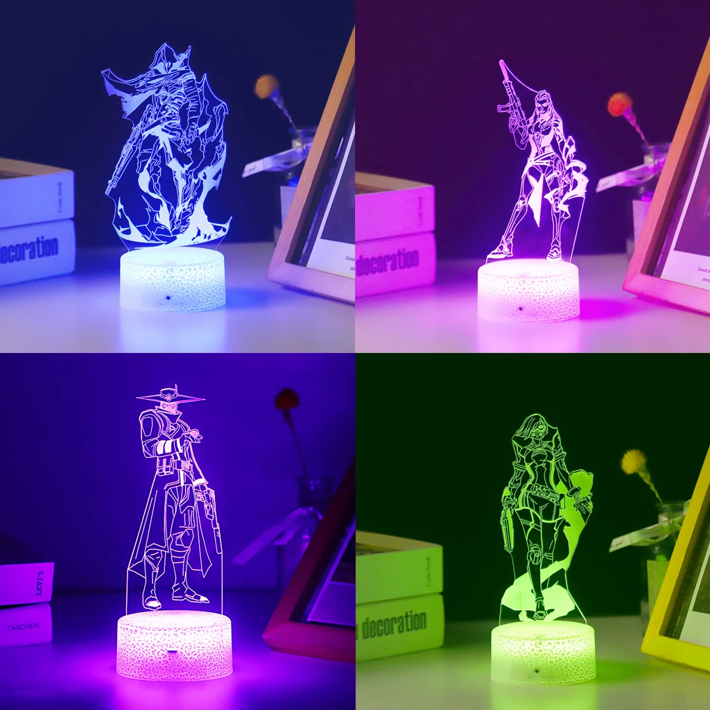 

Valorant Sage Skye 3D Led Night Light For Kid Anime Figure Colorful Near Home Lamp Children Bedroom Decor Illusion Gift Gekko