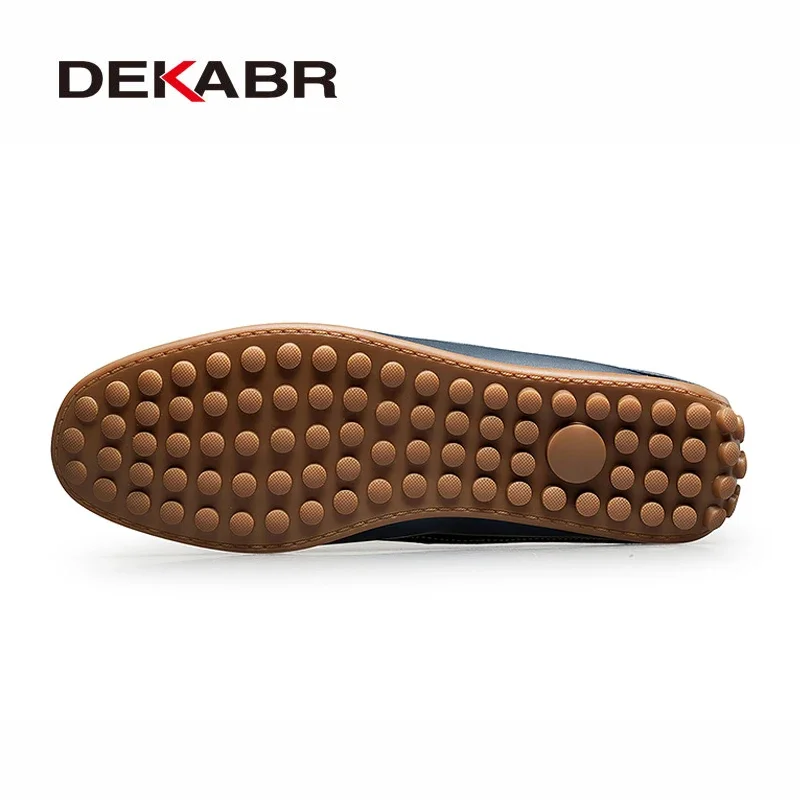 DEKABR Men Casual Flats Fashion Genuine Leather Soft Moccasins Brand Loafers High Quality Breathable Men Shoes Plus Size 36-47