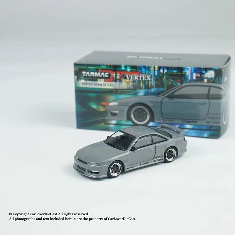 مجموعة نماذج سيارة TW VERTEX Silvia S14 1:64 باللون الرمادي من مجموعة ألعاب Tarmac Works #1