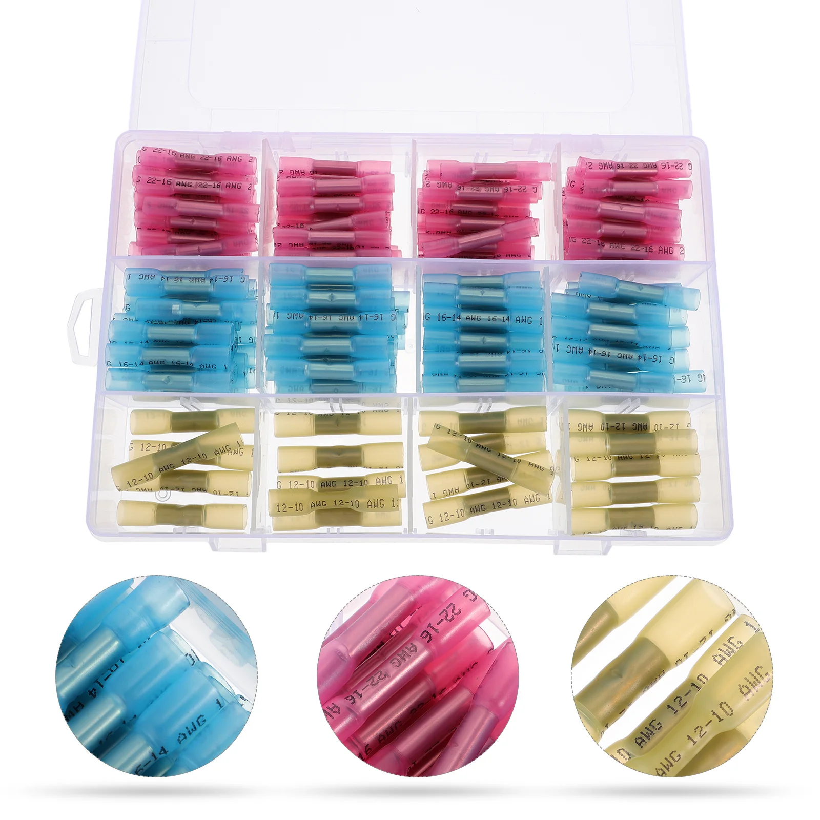 

200Pcs Heat Shrink Terminal Assortment Waterproof Flame Retardant Secure Seal Auto Marine Electrical Connector