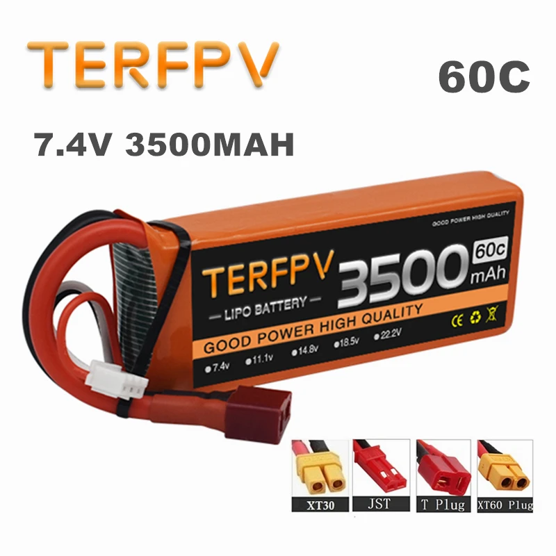TERFPV 2S 7.4V 3500mAh Lipo Battery 60C With T XT60 JST XT30 Plug for RC Trucks Boat FPV Drone Helicopter Airplane Parts