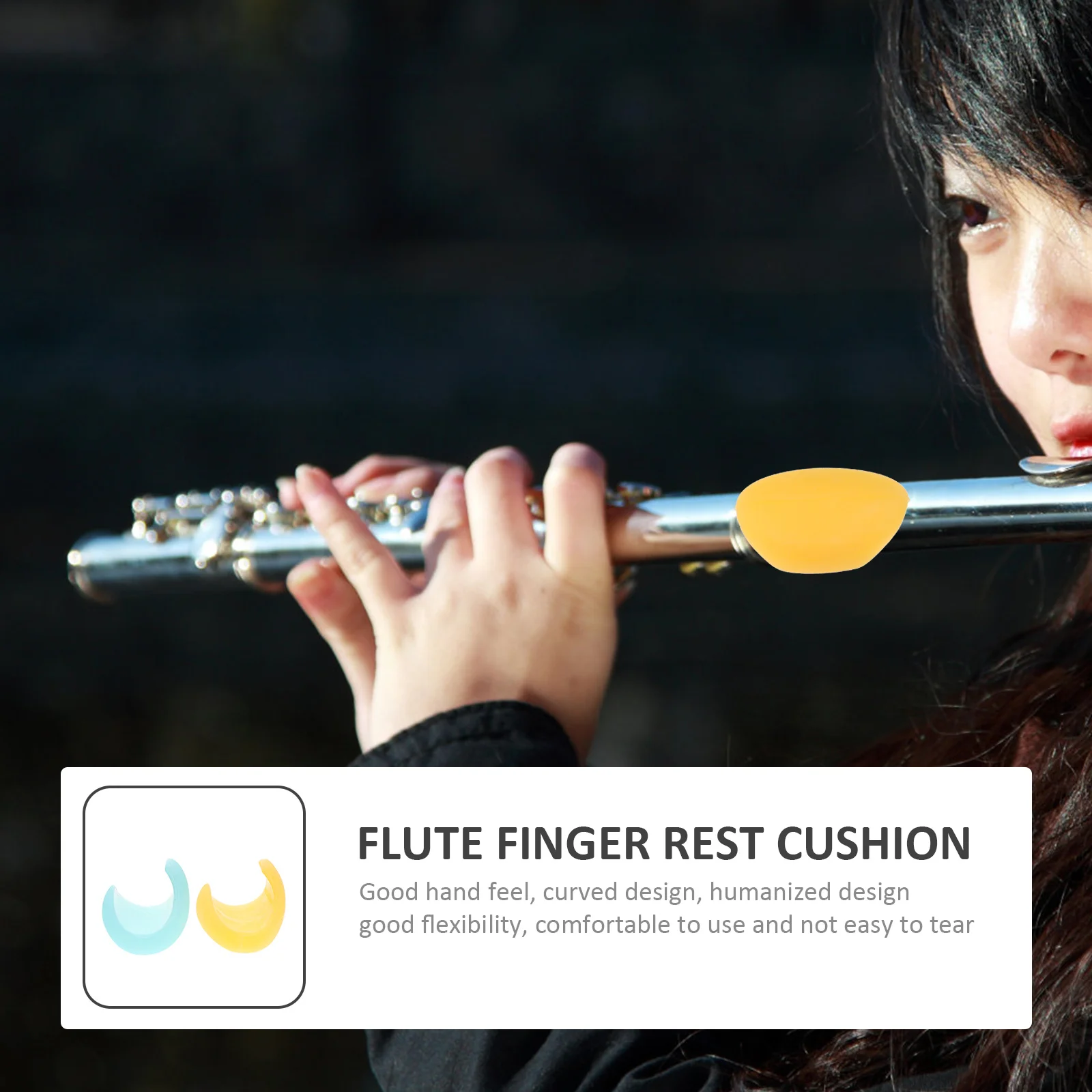 

2Pcs Flute Finger Rest Mat Durable Silicone Non-Slip Comfortable Long-Lasting Use Easy Installation Practical Music Accessory