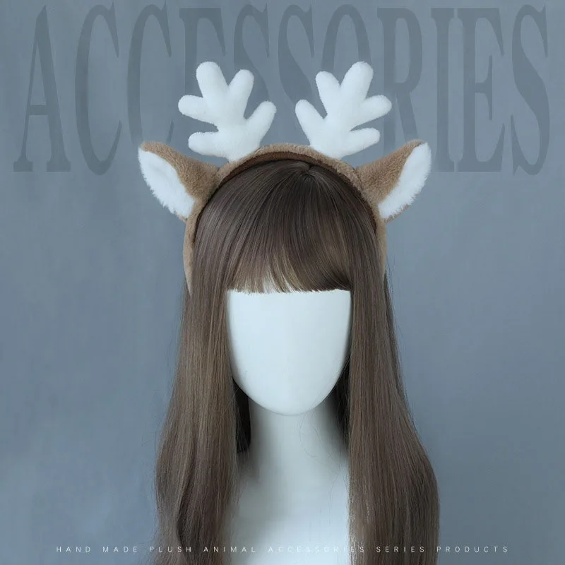 

Unisex Reindeer Antler Headband Cosplay Deer Ear Head Hoop Lolita Christmas Party Headpiece Festival Headwear