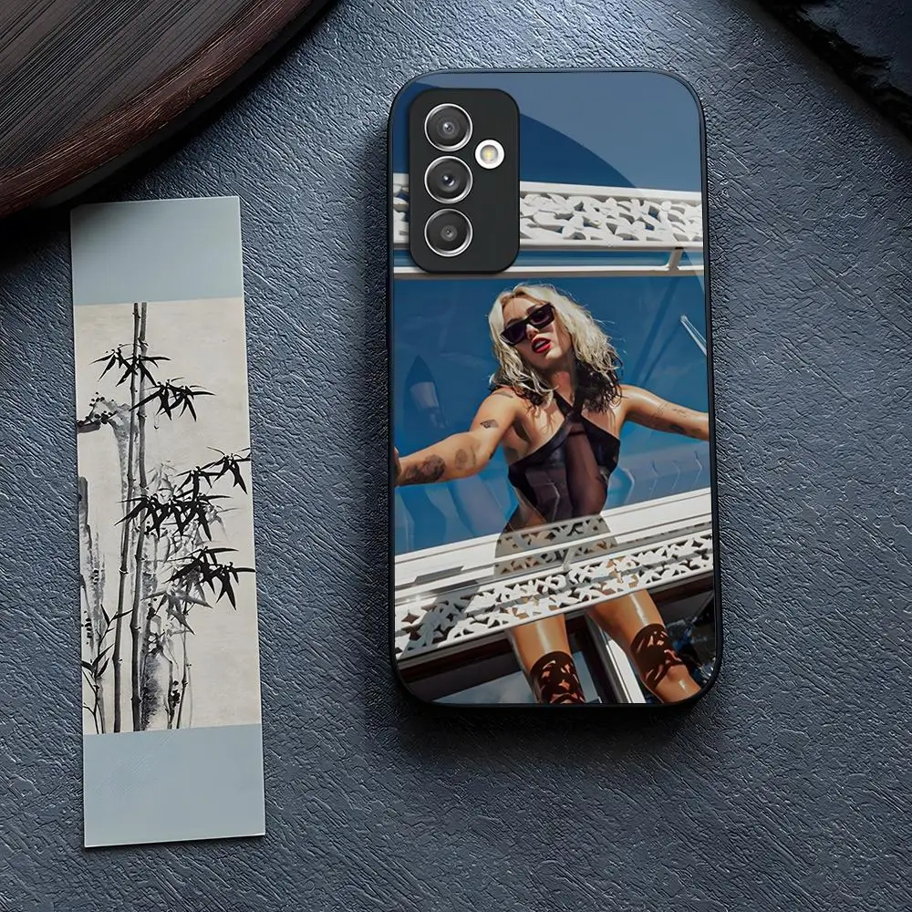 Miley Cyrus Flowers Singer Phone Case Glass for Samsung Galaxy S24 S23 S21 S22 S20 Ultra Fe Plus A34 A54 A24 A52 A53 M54 Cover