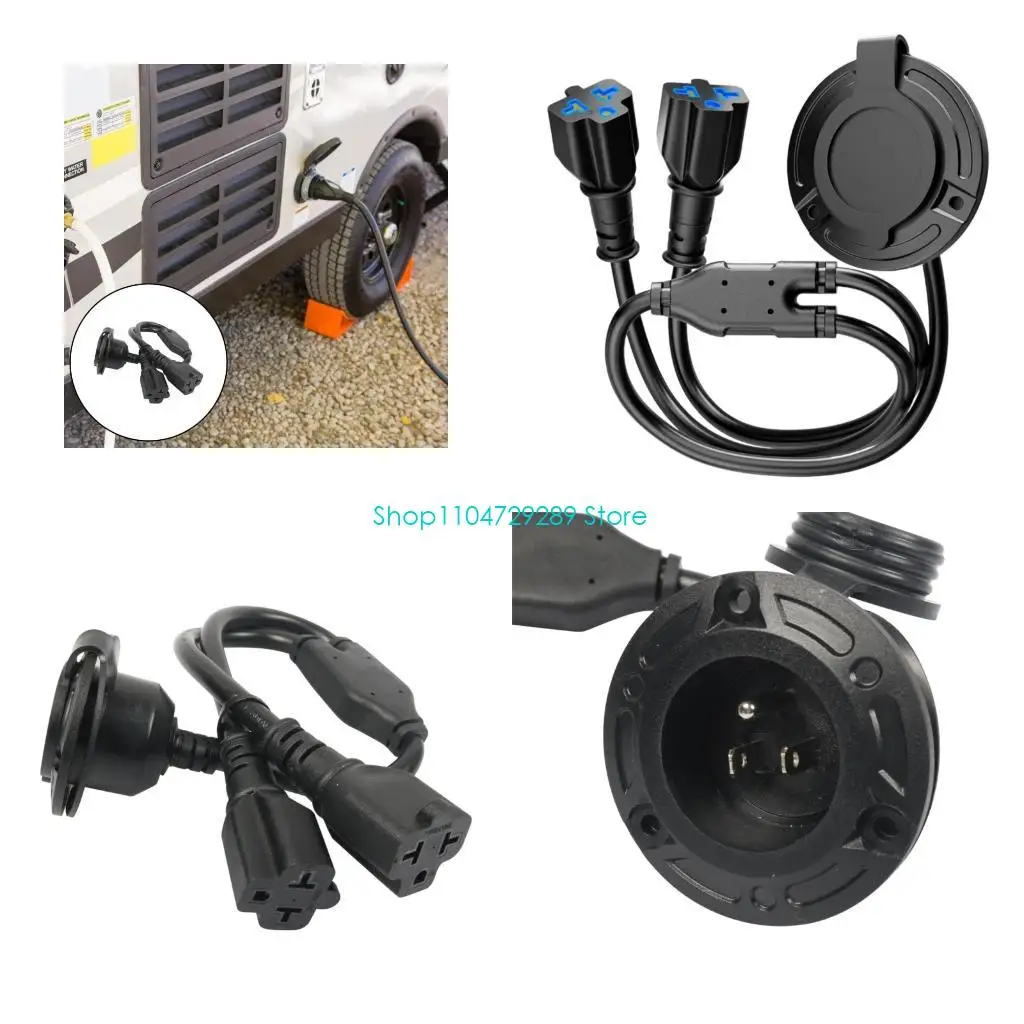 D8KE Marine Grade 20 Amp Power Inlet Splitter with ABS Housing and Wiring for RVs Boats and Outdoor Use Power Inlet Socket