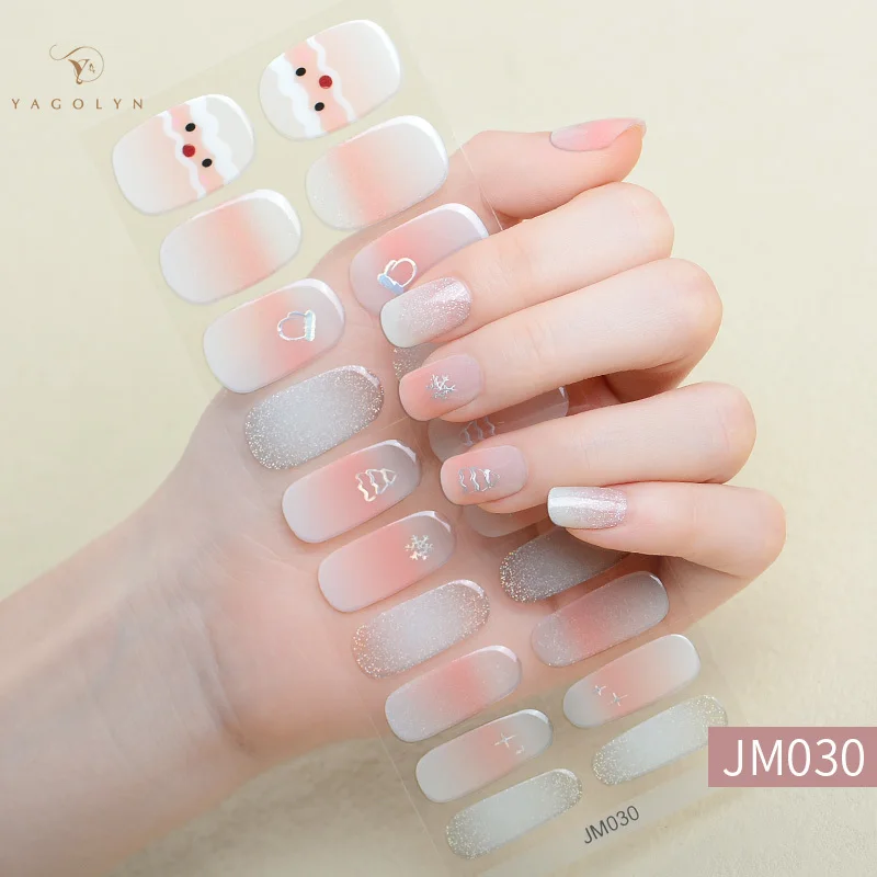 20 Tips Semi-Cured Gel Nail Strips Stickers Semi-Gebakken Pers Op Nagels Stickers Volledige Cover Uv Led Lamp Voor Nagels Nodig Nagel Bedels