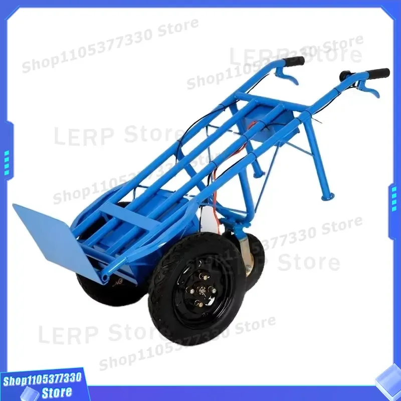 710W Motor Electric Platform Truck 3 Wheel Steel Flatbed Trolley Industrial Tiger Pull Cart Customizable OEM Heavy Duty Mover