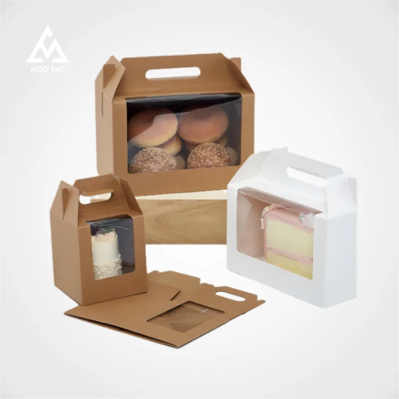 10 00piece.Custom.Custom White Kraft Paper Small Cupcake Cake Bakery Dessert Box With Handle Cookie Take Away Packaging