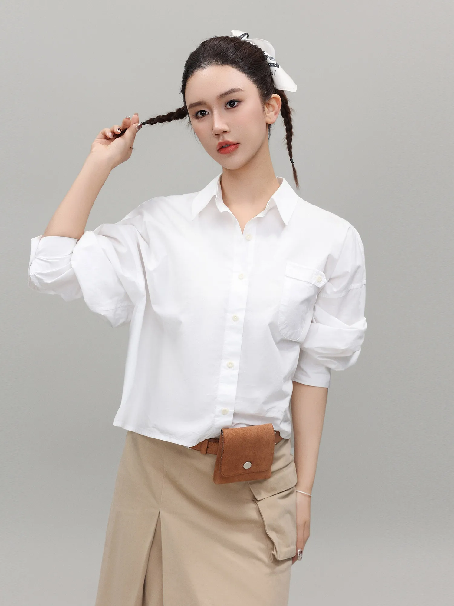 

One Aa Original Design Summer 2025 Retro Long Sve White irt Women's ort Sle Sun Protection Blouse Faionable Casu...