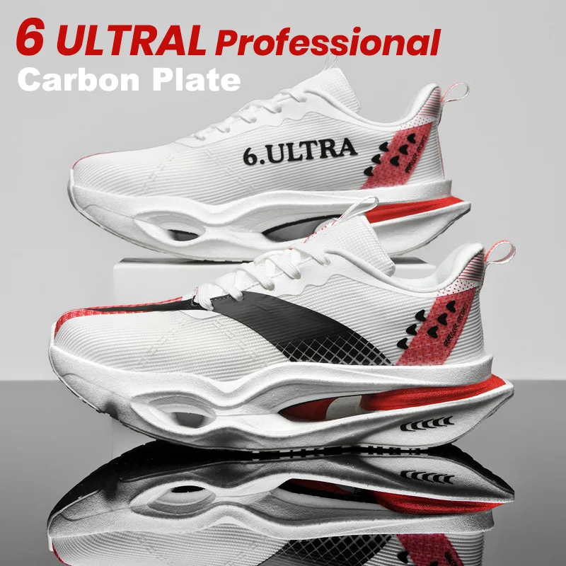 

Men High Performance Running Shoes Carbon Plate Lightweight Breathable Cushion Sneakers for All Terrains Long Distance Training