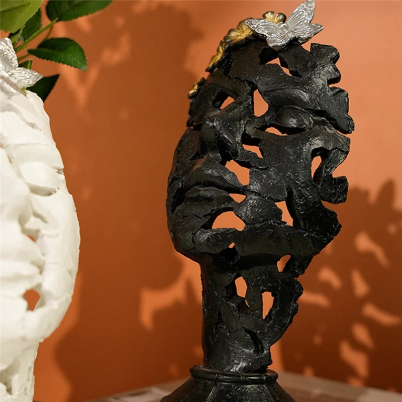 AB68 ヨーロッパのレトロな抽象人間の顔中空マスク装飾品ホームポーチリビングルームの装飾樹脂工芸品