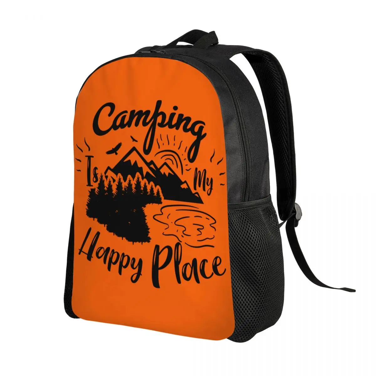 Camping Happy Place Rugzak Voor Mannen Vrouwen School College Studenten Boekentas Past 15 Inch Laptop Wandelen Bergtassen