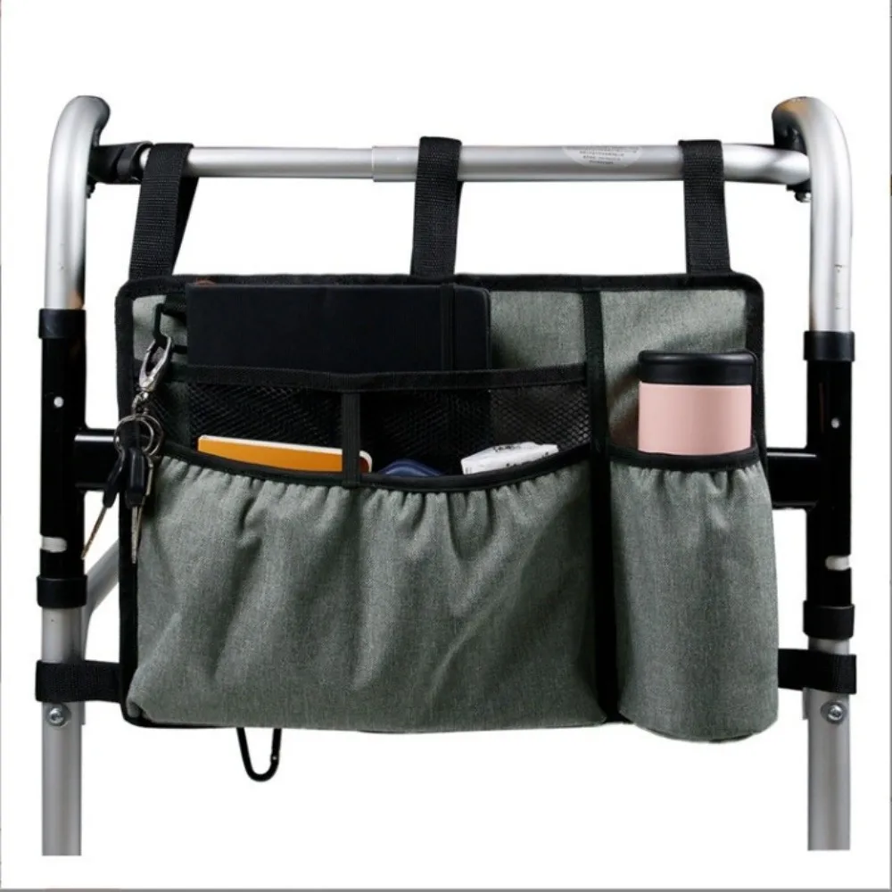 Large Capacity Walker Bag Cup Holder Included Hands Free Storage Walker Organizer Pouch Adjustable Strap Tote Bag For Walker