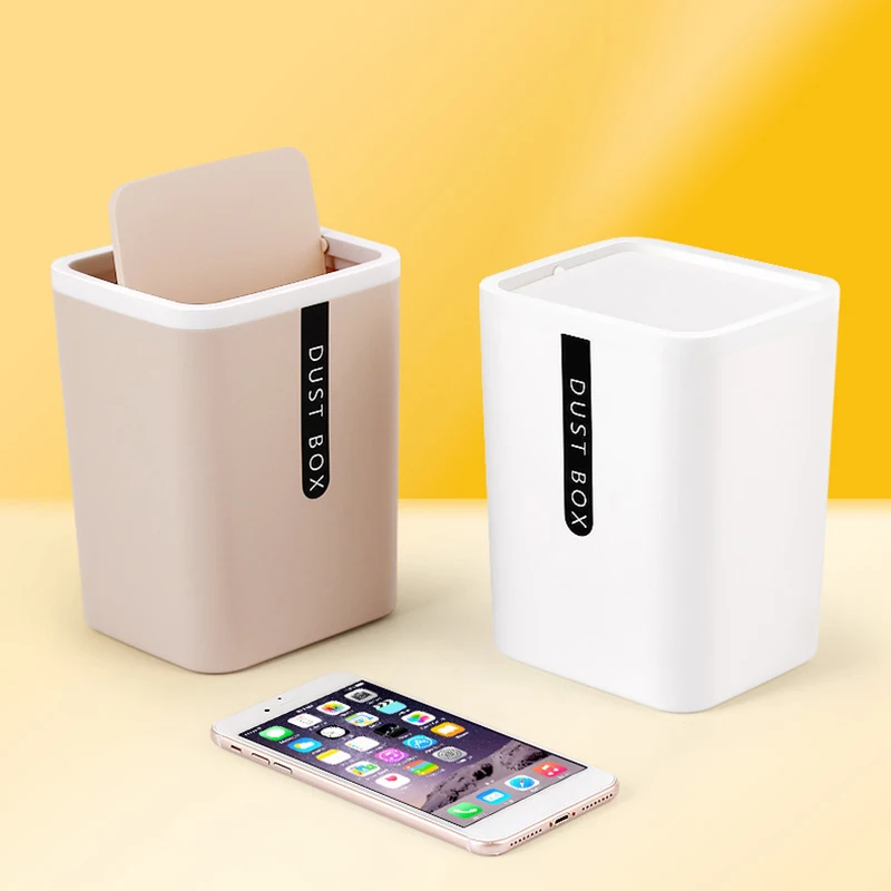 Trash Can Mini Wastebasket Plastic Swing Lid Bin Home Rubbish Waste Dustbin Kitchen Paper Wastebasket Shake Cover Storage Bucket - Image 3