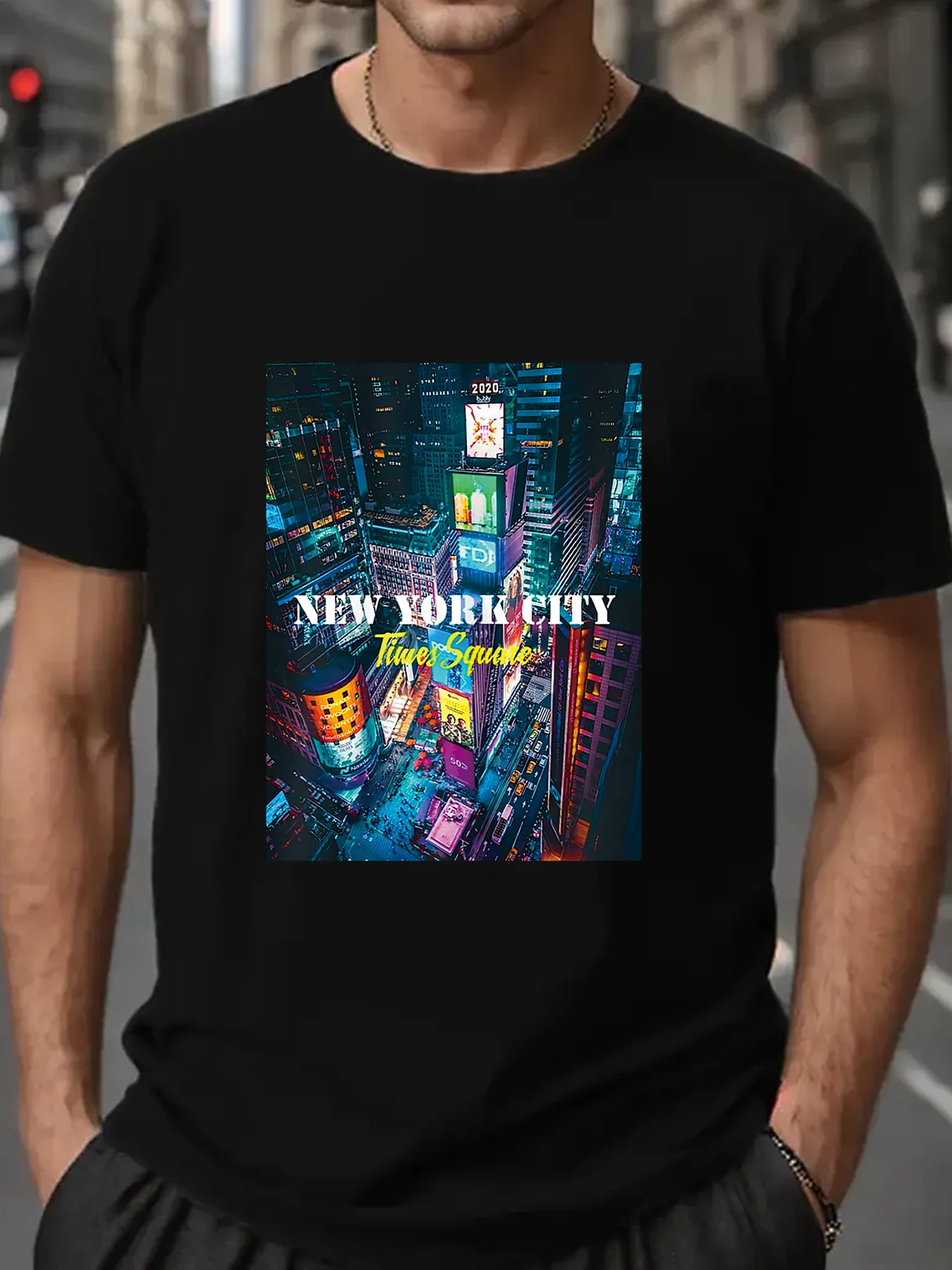 New Summer 2024 New York City Times Square Skyline Tee Shirts Round neck printing cotton t shirts for men