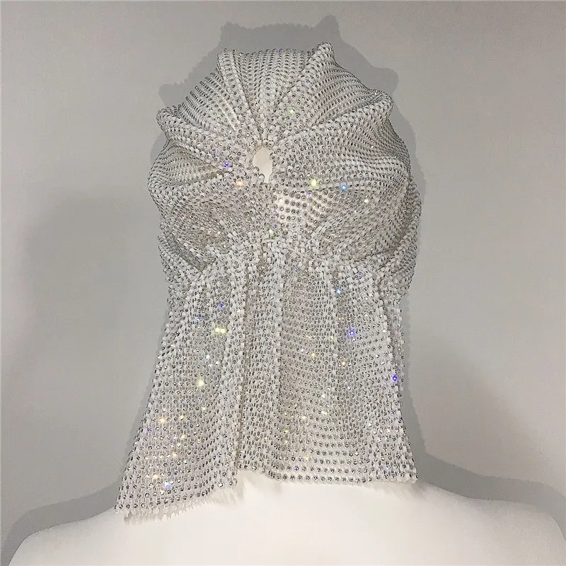 Women\'s Rhinestone Headband Turban Hair Jewelry Hat Bling Crystal Head Wrap Scarf Nightclub Snood Headwear Accessories