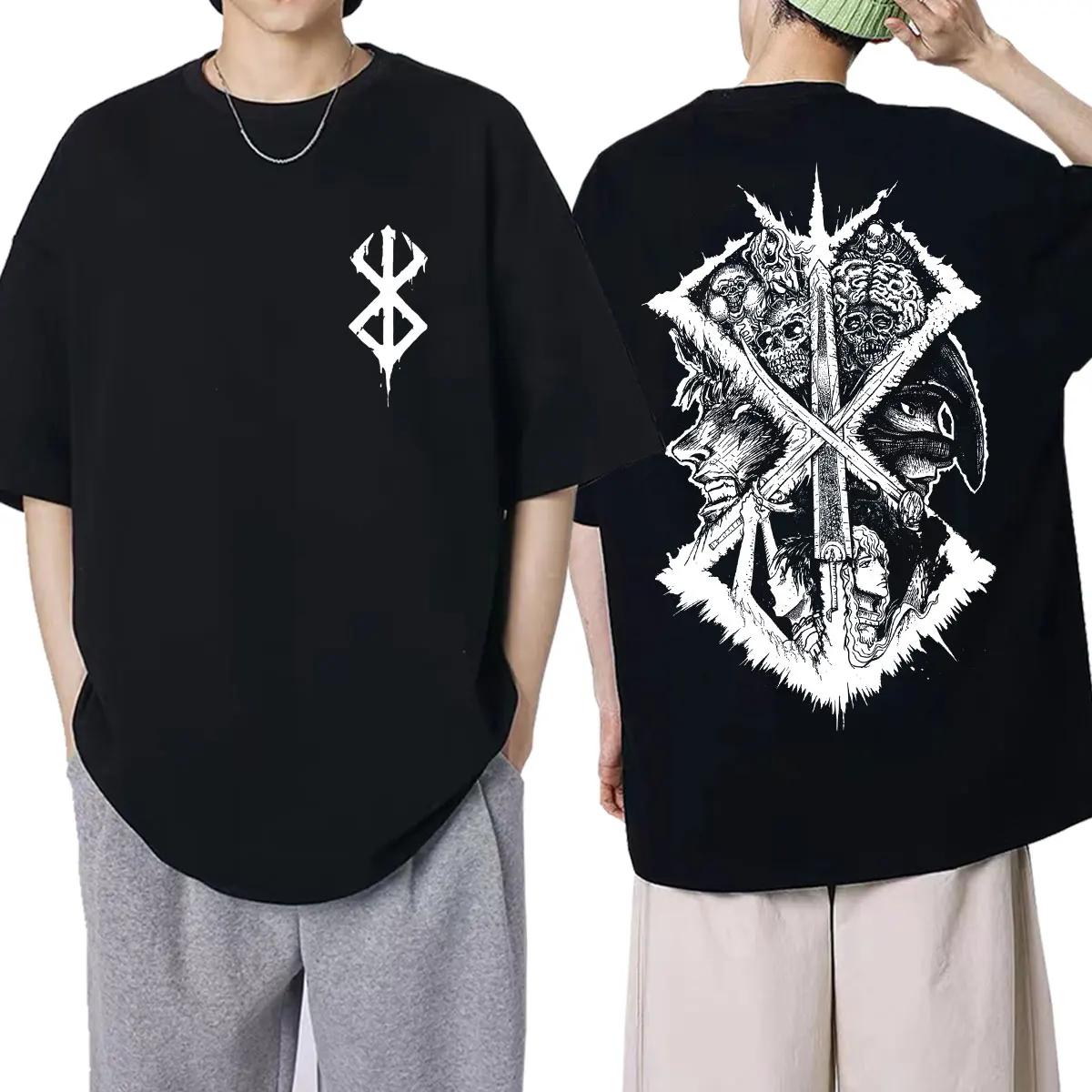T-shirt Anime Japonais Berserk Guts, Épée, Gatsu, Sacrifice, Zodd, Vintage, pour Hommes et Femmes, Gothique, Oversize, Coton, Y2K