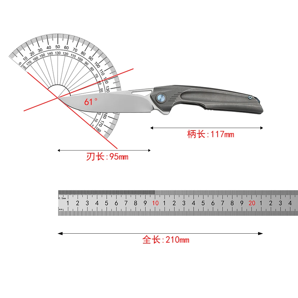 DICORIA  Folding Knife M390 Blade Titannium Handle Survival  Hunting Camping Fruit Kitchen Drills  EDC Tools