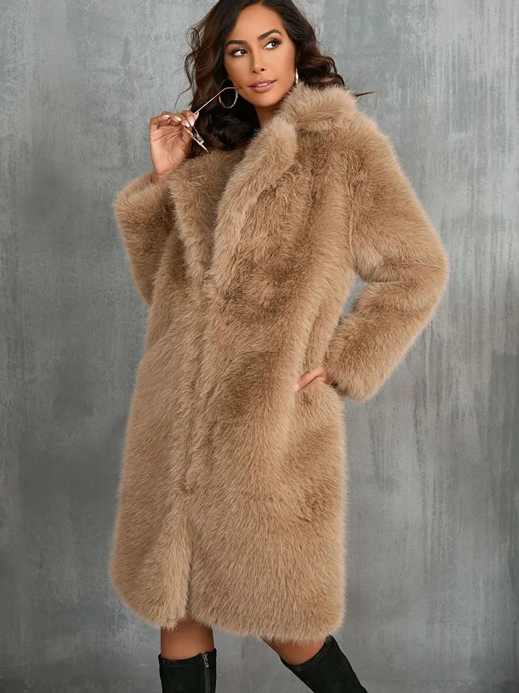 ZADORIN Winter Coats for Women 2024 Luxury Fluffy Thick Warm Long Pink Faux Fur Coat Vintage Lapel Fur Jacket New in Outerwears