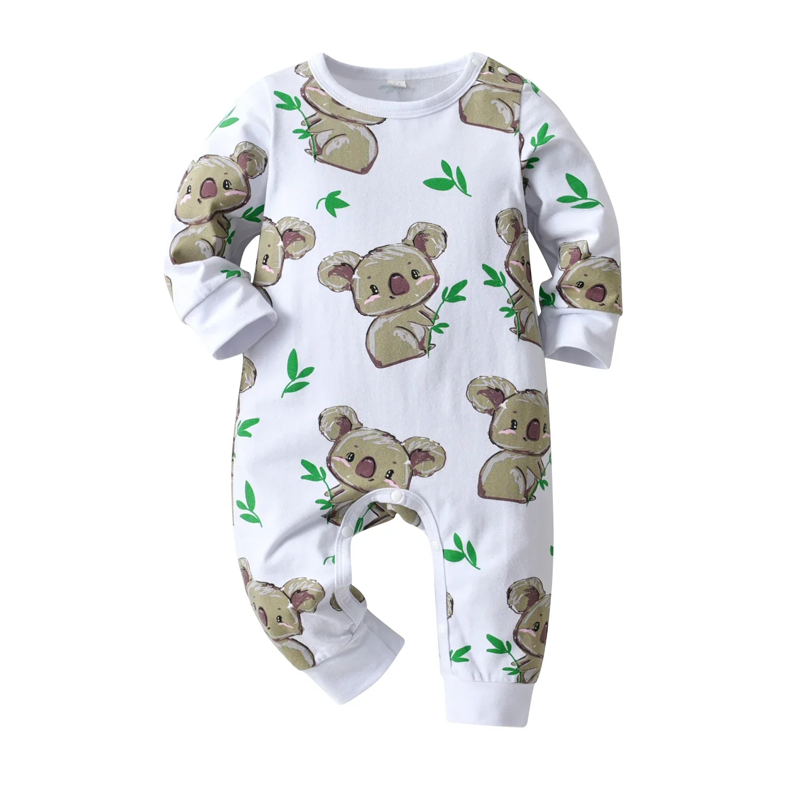 2024 Newborn Infant Baby Boys One Piece Climb Clothing Cute Koala Print Cotton Long Sleeve Romper Jumpsuits Spring Fall Clothes