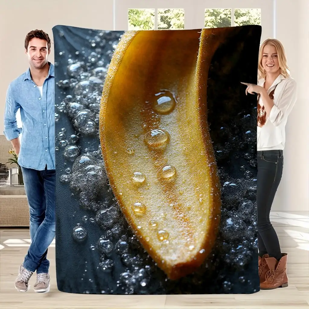 Natural macro image of bananas Flannel printed blanket suitable for all seasons suitable for living room office sofa and travel