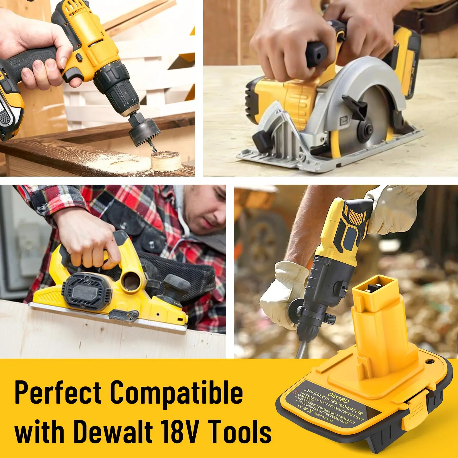 Adaptador batería DM18D USB – Conversor DeWalt 20V Milwaukee 18V - imagen 3