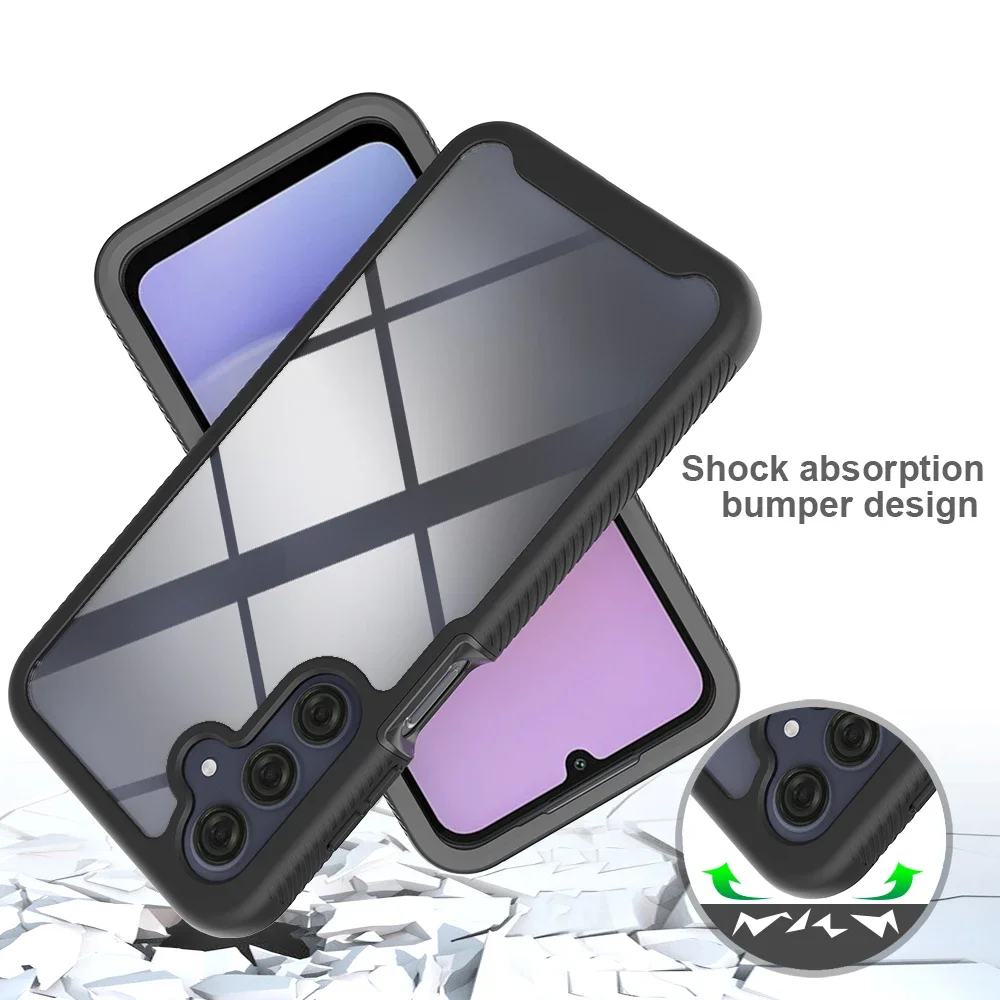 2 in 1 Hard Plastic TPU Frame Armor Shockproof Phone Case For Samsung Galaxy A16 5G 6.7 inches Transparent Acrylic Back Cover