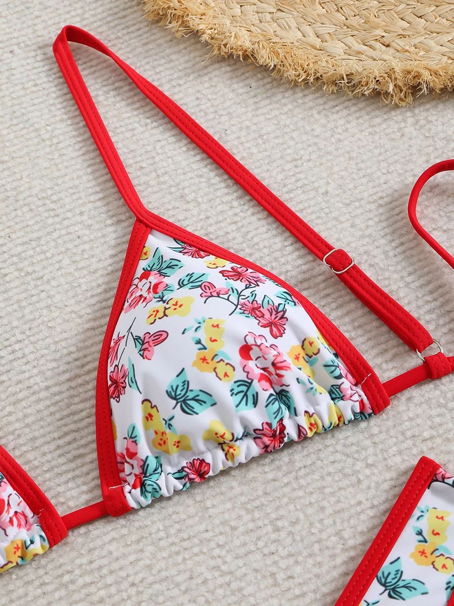 Sexy Bikini Women\'s Swimsuit 2025 Thong Bikinis Sets Female Two-piece Swimwear Floral Print Bathing Suits for Summer Beach Wear