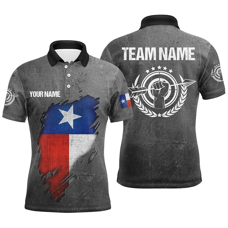 

Texas Flag Graphic Archery Polo Shirts For Men Personalized Custom Name Team Name Sports Tees Casual Oversized Team Uniforms