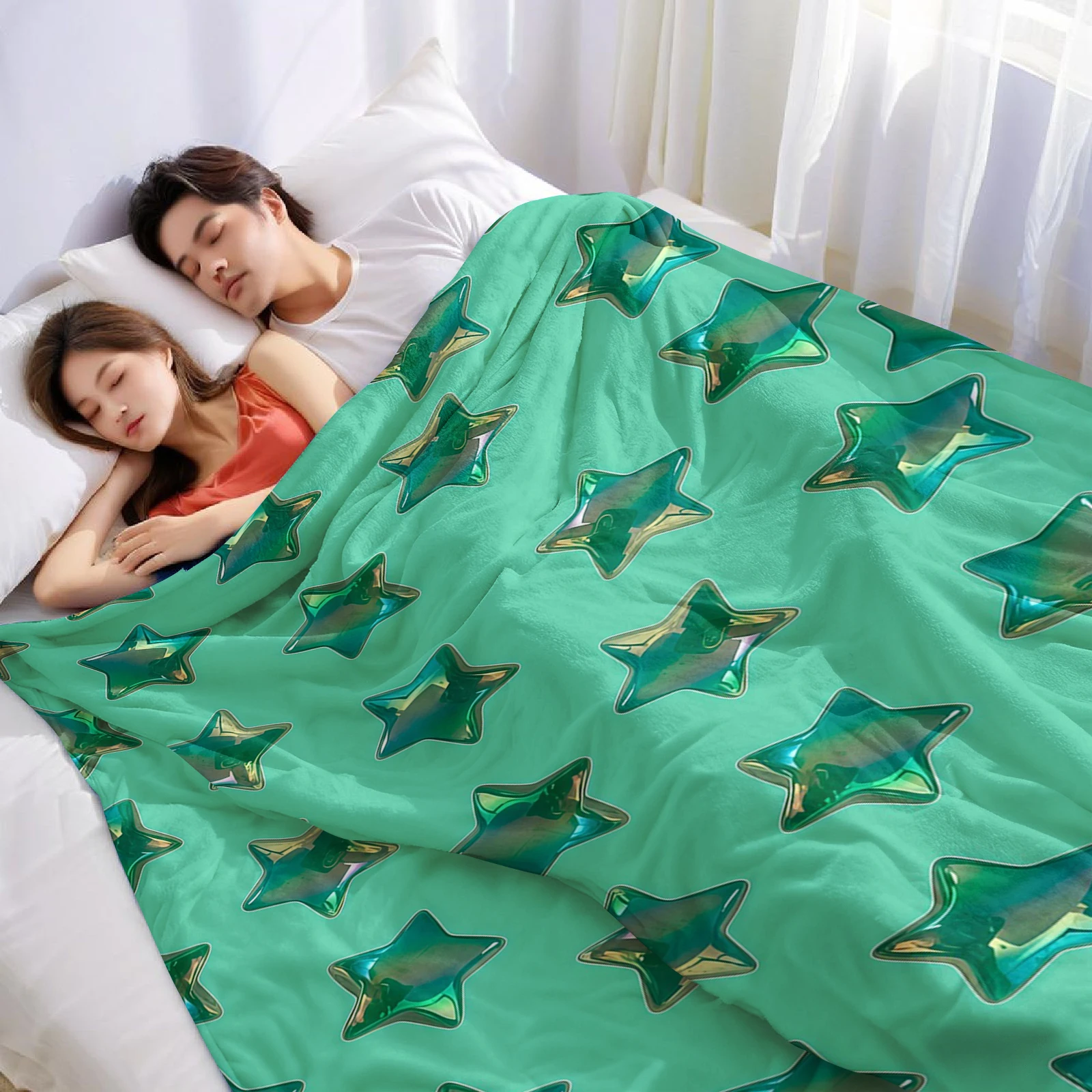 Hologram Star Lightweight Microfiber Soft Christmas Fleece Blanket Warm Cozy Throw for Bed Sofa Office Travel All Season