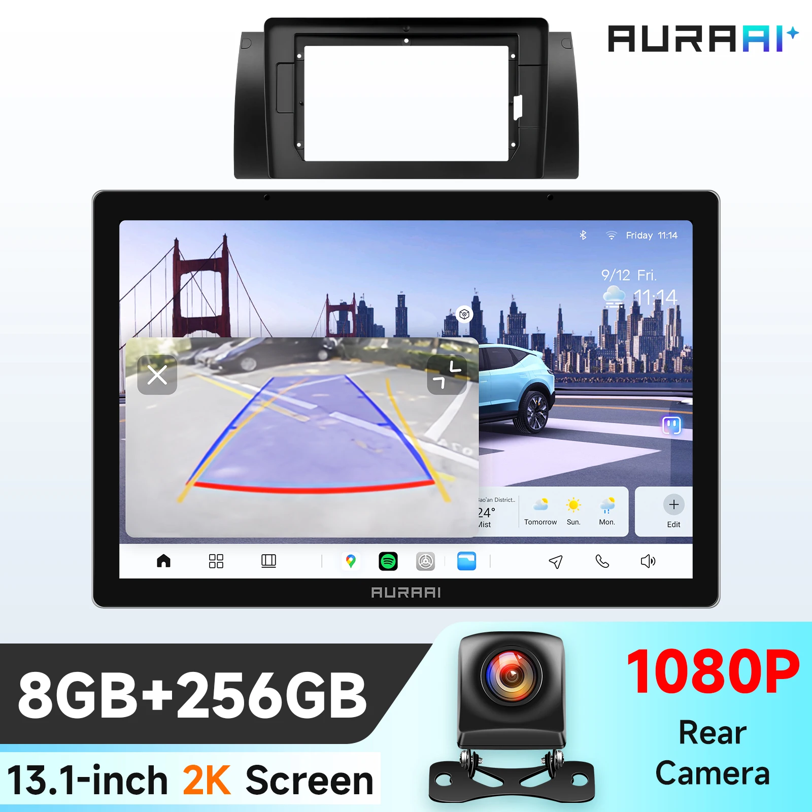 AURA AI Voice 8+256G Android autoradio voor BMW 5 E39 X5 E53 1995 - 2006 Draadloze CarPlay 2K Intelligent Scherm ADAS 360 Camera GPS navigatie Stereo 4G Wifi bluetooth RDS DSP Head Unit