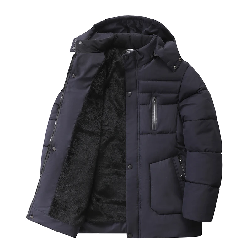 

Fashion Trend Thick Warm Hooded Cotton-Padded Jacket Mens Warm Cotton Jacket Coats Fur Collar Hooded Parka Down Jackets