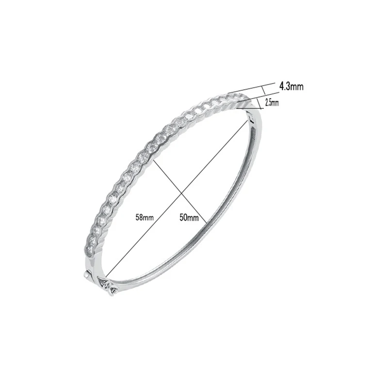 3mm D Color Moissanite Cuff Bracelet Bangle 925 Sterling Silver Lab Diamond Women Bangles Pass Tester Fashion Jewelry Wholesale