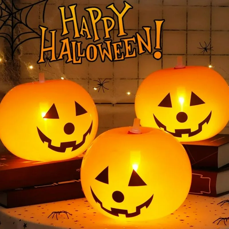 Halloween Pumpkin Lantern Balloons Inflatable LED Luminous Balloon With Light Glow In The Dark Kids Toys Halloween Party Decor