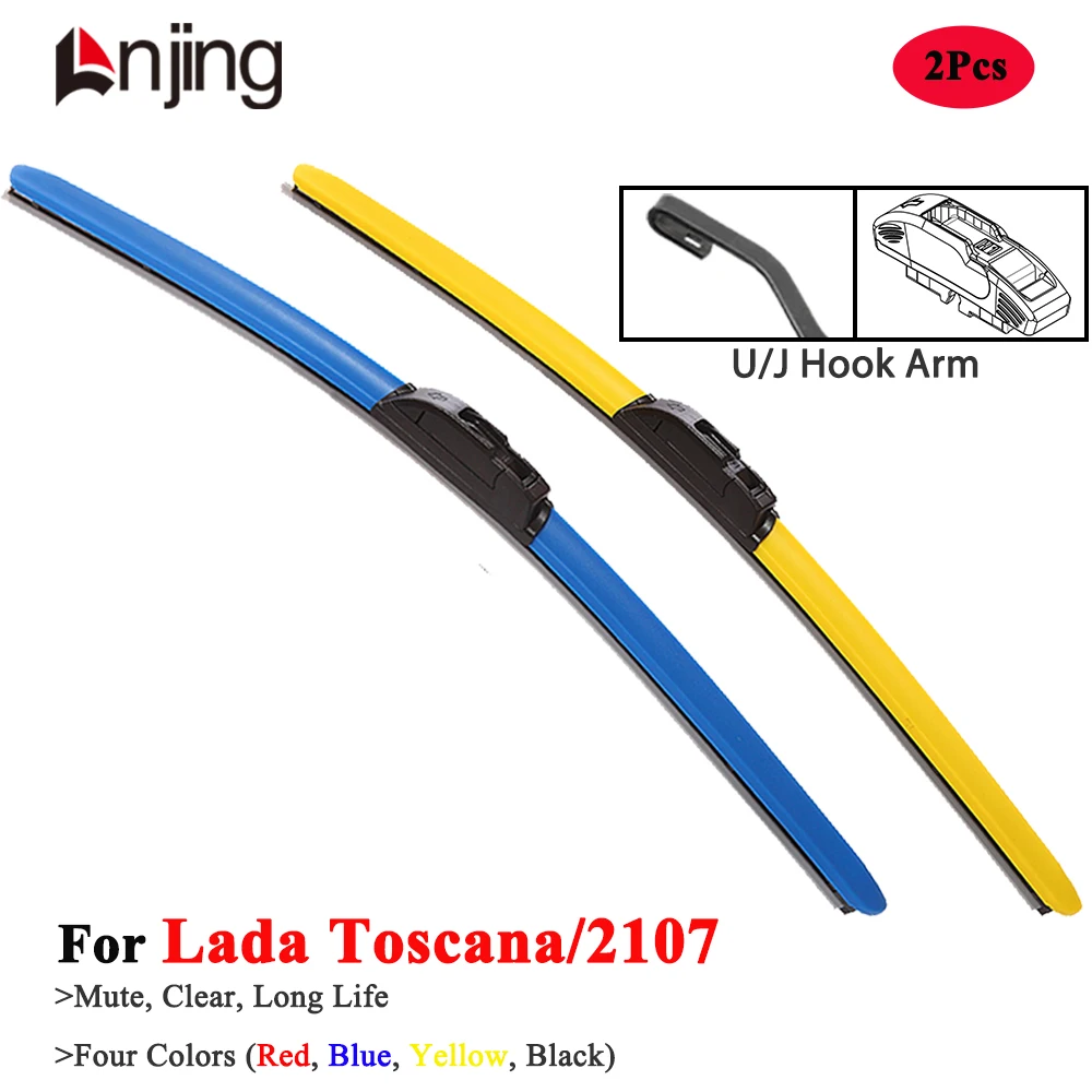 

LNJING Colorful Wiper Blades For Lada Toscana 2107 1987 2000 2005 2009 2010 2013 2015 2016 2017 2018 Model Car Accessories Parts