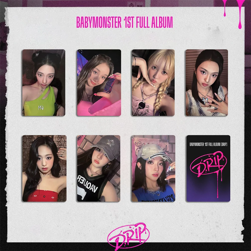 Kpop BABYMONSTER Album DRIP Special Card Double Sides Printing Bright Film Korean Style Coated LOMO Card Fans Collection Gift