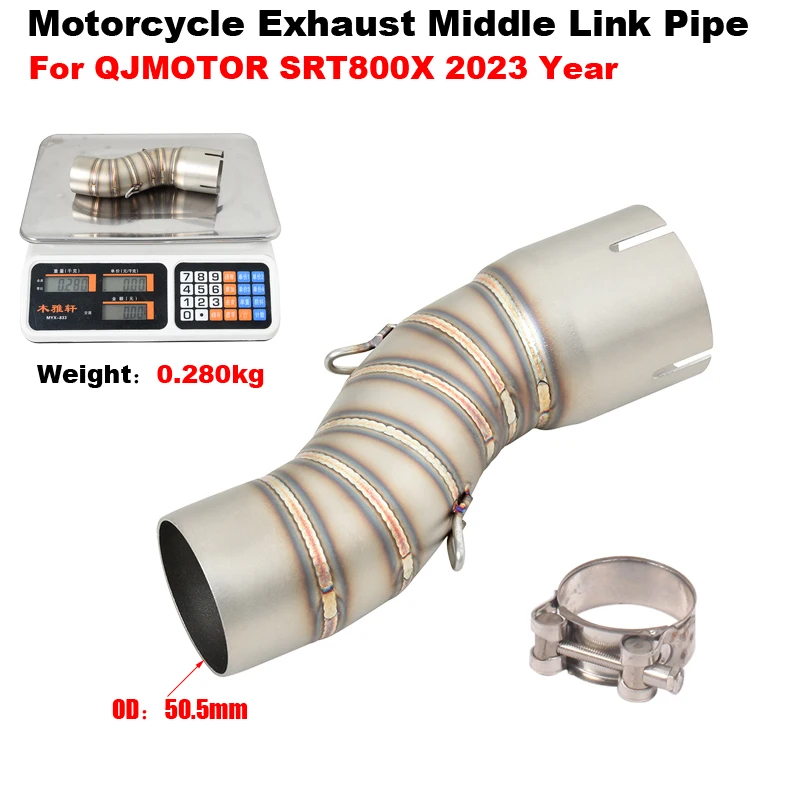 

Slip On For QJMOTOR SRT800X 2023 Year Motorcycle Exhaust Escape Connection Tail 51MM Muffler Stainless Steel Middle Link Pipe