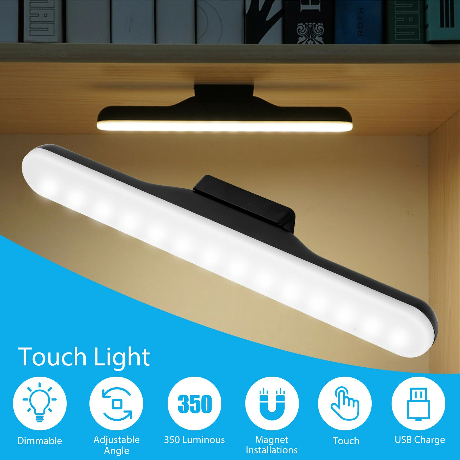 Dimmable Wall Lamps for Home Dressing Mirror, LED Bar Light, Magnet Hanging, 120 Degree Rotation, Touch Sensor, Wardrobe, Cabine