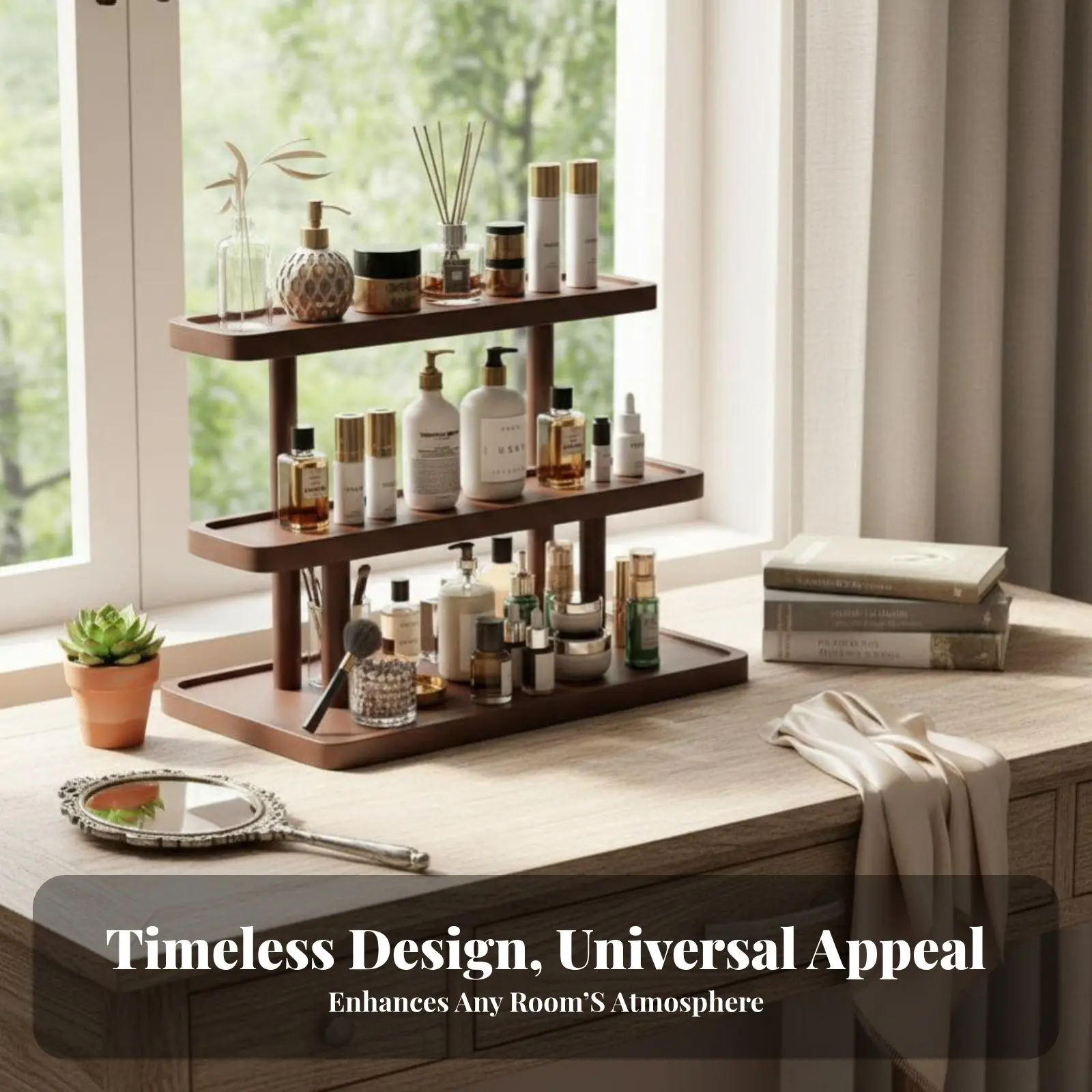 

Многоуровневая подставка для косметики с выдвижным ящиком, винтажный дизайн, органайзер для макияжа, многоярусная конструкция, несколько отделений для туалетного столика, ванной комнаты