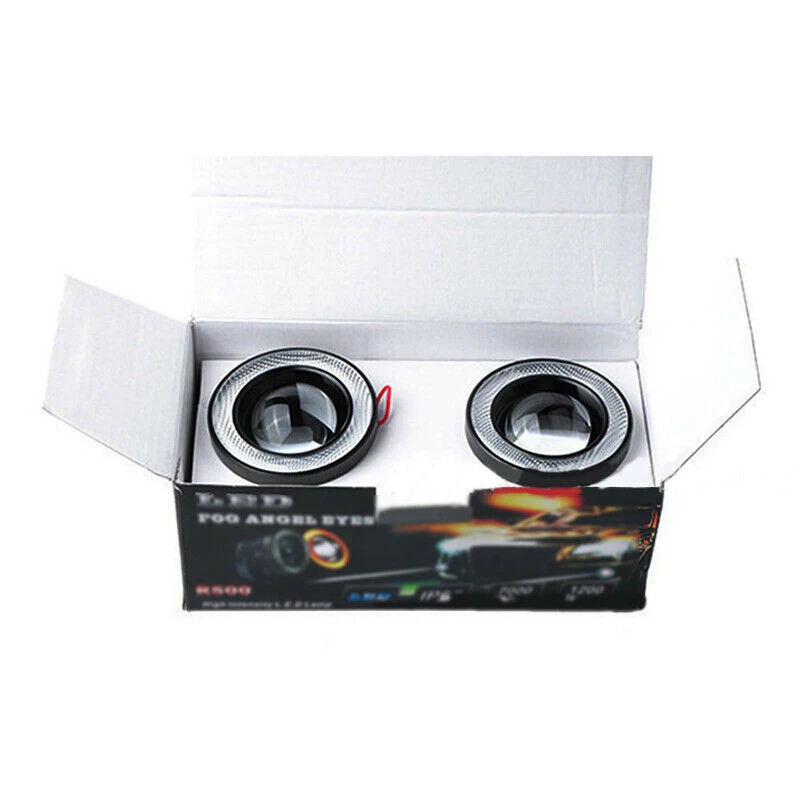 1* 3.5" Angel Eyes LED Fog Light Car SUV Universal White Driving Head Lamp 12V