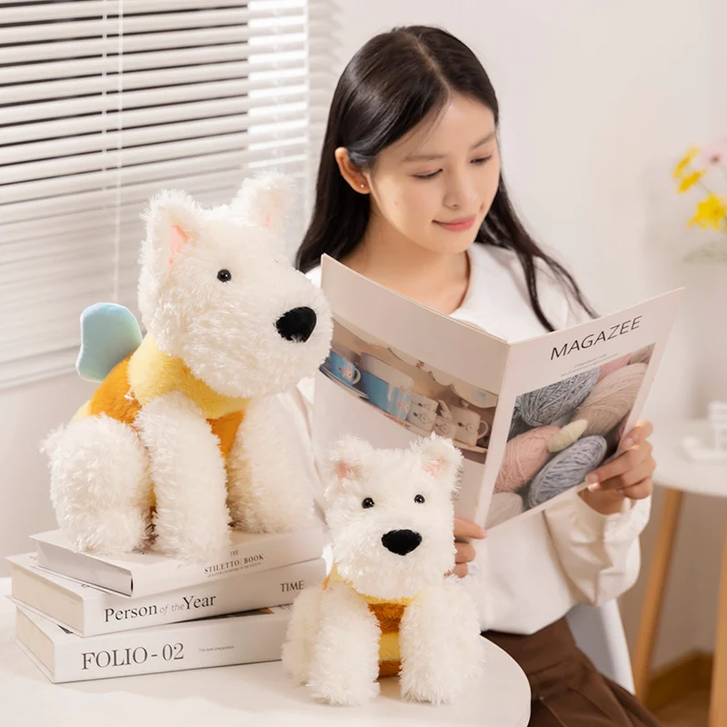 Lifelike Plush West Highland White Terrier Toy Fluffy Real-life Stuffed Animals Dog Cosplay Bee Kids Toy Birthday Gift