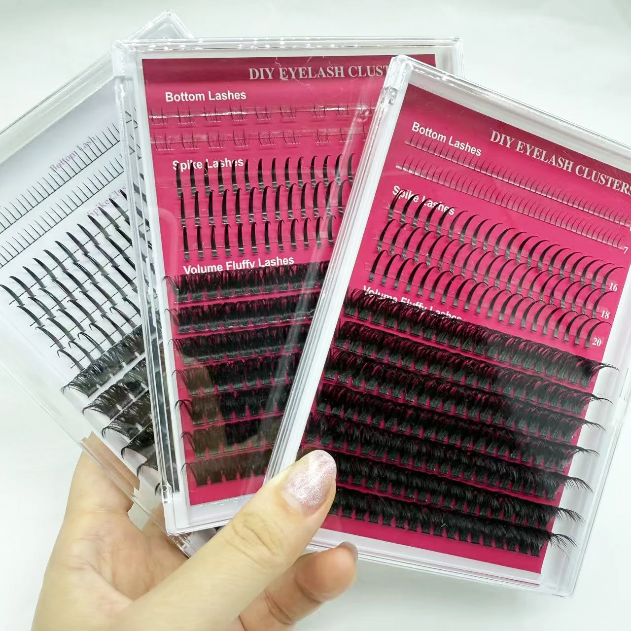 12 linhas de cílios postiços, grupos de pontas e cílios inferiores, faça você mesmo, extensões de cílios individuais à prova d'água