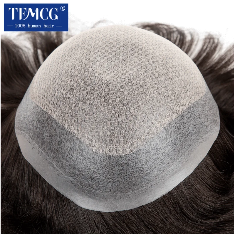 Toupee men Diamond Lace Base with Injected PU Around 100% Natural Human Hair Male Hair Prosthesis 6' Hair System Unit Men Wig