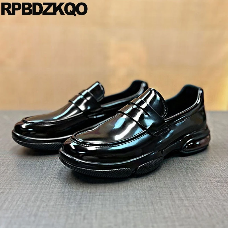 Shoes Round Toe Loafers Casual Cow Skin Designer Slip On Real Leather Deluxe Italian European Men Flats Latest Patent British