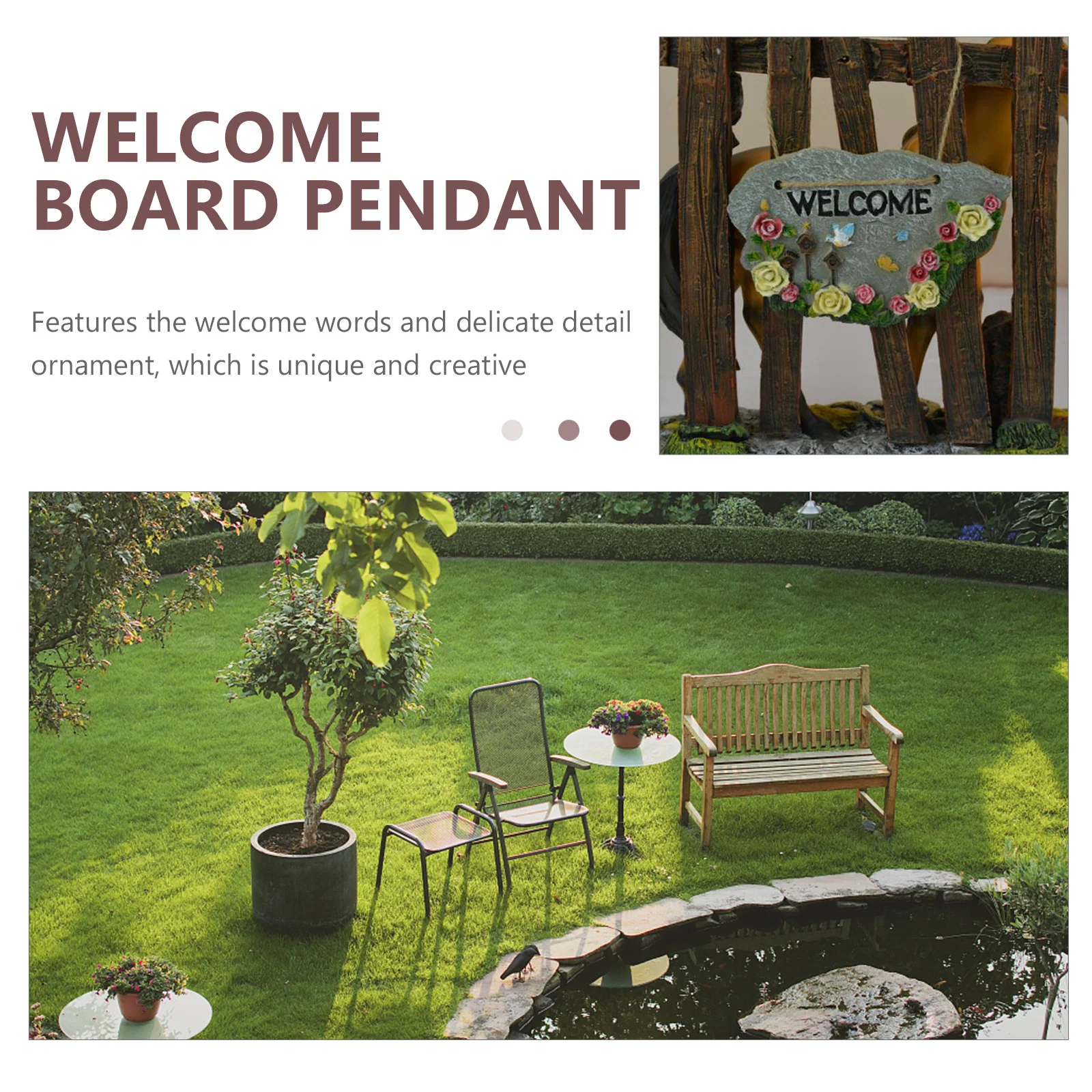 

1Pcs Welcome Board Hanging Pendant Resin Garden Decor Scene Decoration Front Door Ornament Welcome Board Pendant