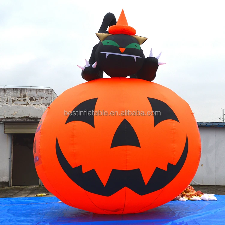 

giant customizable Halloween decoration inflatable pumpkin with black cat on