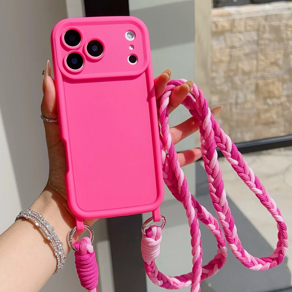 Umhängeband-Gehäuse aus geflochtenem Kabel und Flüssigsilikon für iPhone 18 16 17 Pro Max 15 14 13 12 11 XR XS 8 Plus mit Halskettenriemen – Detail 11