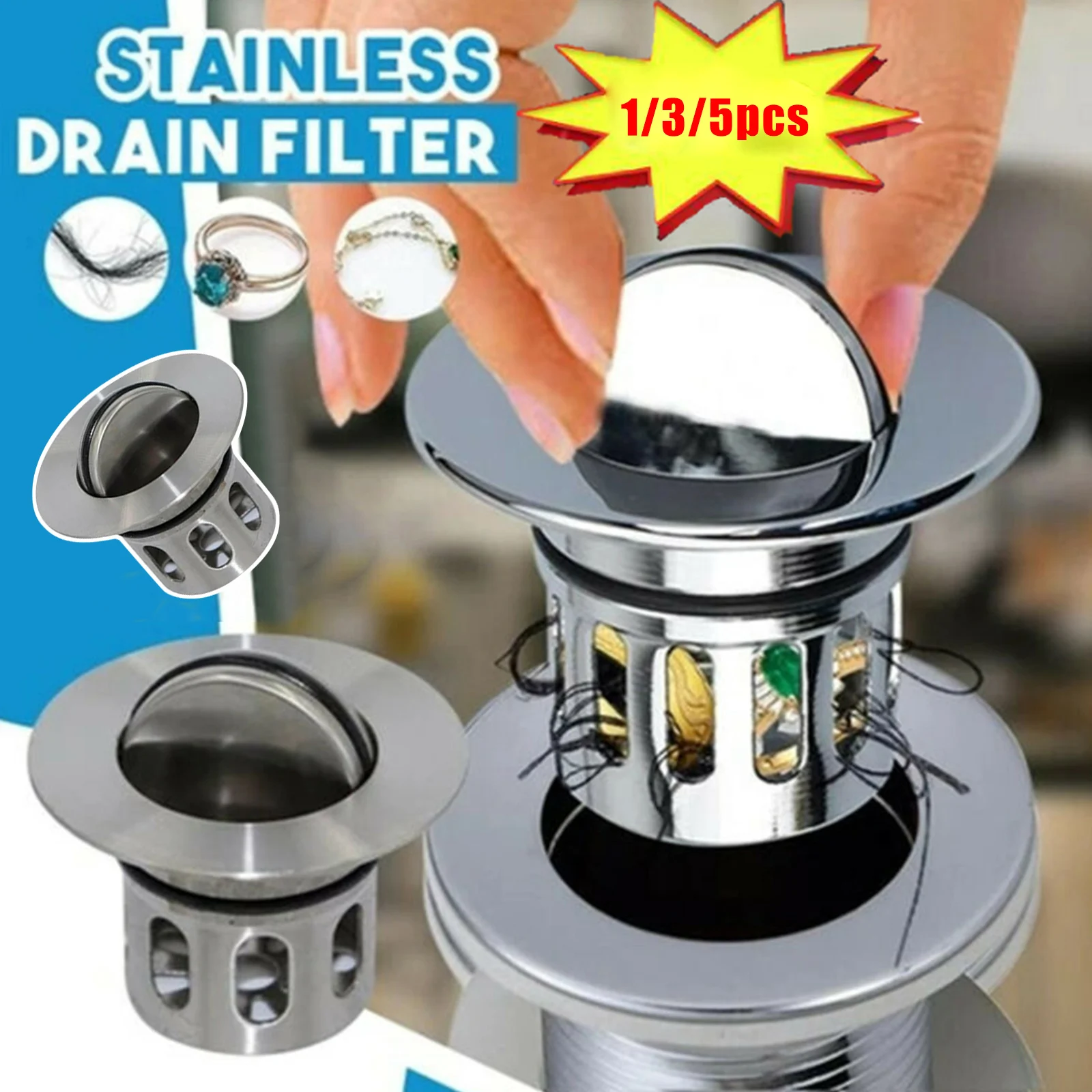 

Universal Bathroom Sink Stopper Stopper Anti Clogging For Wash Basin